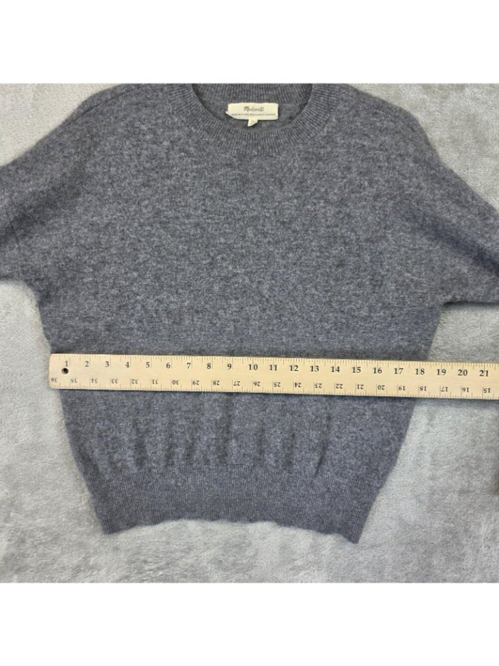 Madewell Sweater Womens XS Gray 100% Cashmere Crew Neck Pullover Long Sleeve - Picture 9 of 10